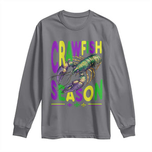 Funny Cajun Crawfish Boil Mardi Gras Long Sleeve Shirt Crawfish Season Fleur De Lis TS11 Charcoal Print Your Wear