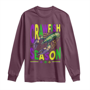 Funny Cajun Crawfish Boil Mardi Gras Long Sleeve Shirt Crawfish Season Fleur De Lis TS11 Maroon Print Your Wear