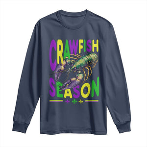 Funny Cajun Crawfish Boil Mardi Gras Long Sleeve Shirt Crawfish Season Fleur De Lis TS11 Navy Print Your Wear