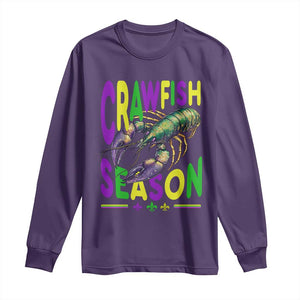 Funny Cajun Crawfish Boil Mardi Gras Long Sleeve Shirt Crawfish Season Fleur De Lis TS11 Purple Print Your Wear