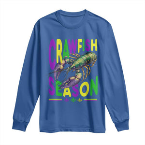 Funny Cajun Crawfish Boil Mardi Gras Long Sleeve Shirt Crawfish Season Fleur De Lis TS11 Royal Blue Print Your Wear