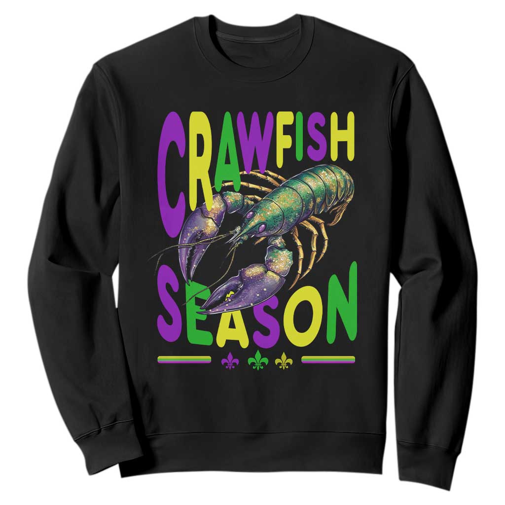 Funny Cajun Crawfish Boil Mardi Gras Sweatshirt Crawfish Season Fleur De Lis TS11 Black Print Your Wear