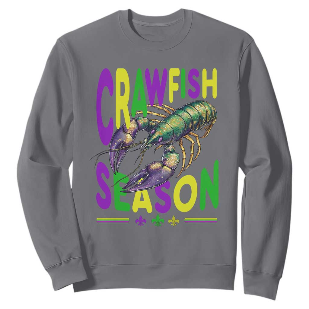 Funny Cajun Crawfish Boil Mardi Gras Sweatshirt Crawfish Season Fleur De Lis TS11 Charcoal Print Your Wear