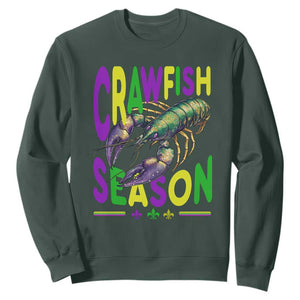 Funny Cajun Crawfish Boil Mardi Gras Sweatshirt Crawfish Season Fleur De Lis TS11 Dark Forest Green Print Your Wear