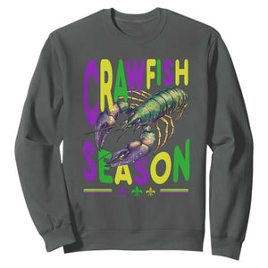 Funny Cajun Crawfish Boil Mardi Gras Sweatshirt Crawfish Season Fleur De Lis TS11 Dark Heather Print Your Wear