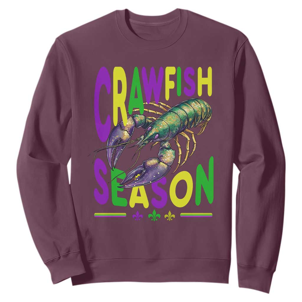 Funny Cajun Crawfish Boil Mardi Gras Sweatshirt Crawfish Season Fleur De Lis TS11 Maroon Print Your Wear