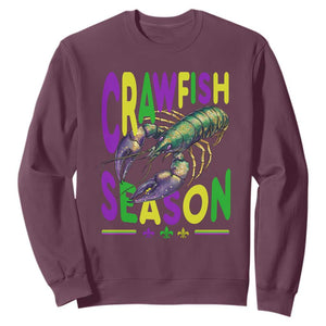 Funny Cajun Crawfish Boil Mardi Gras Sweatshirt Crawfish Season Fleur De Lis TS11 Maroon Print Your Wear