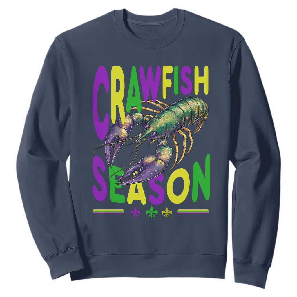 Funny Cajun Crawfish Boil Mardi Gras Sweatshirt Crawfish Season Fleur De Lis TS11 Navy Print Your Wear
