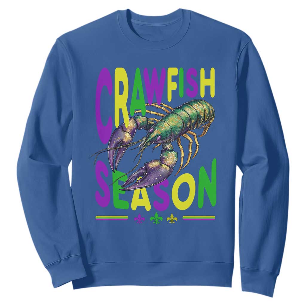 Funny Cajun Crawfish Boil Mardi Gras Sweatshirt Crawfish Season Fleur De Lis TS11 Royal Blue Print Your Wear