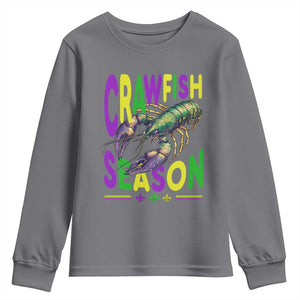 Funny Cajun Crawfish Boil Mardi Gras Youth Sweatshirt Crawfish Season Fleur De Lis TS11 Charcoal Print Your Wear