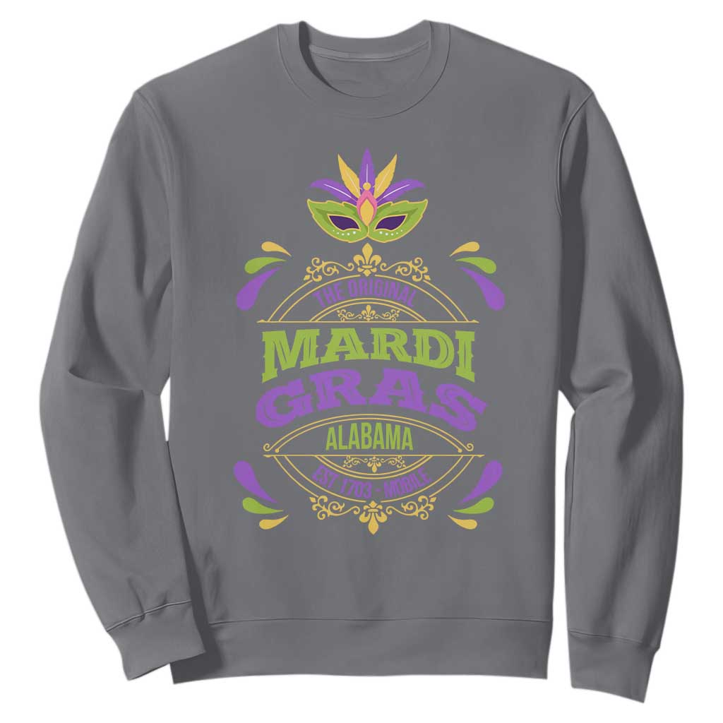 Funny The Original Mardi Gras Mobile Alabama Est 1703 Sweatshirt TS11 Charcoal Print Your Wear
