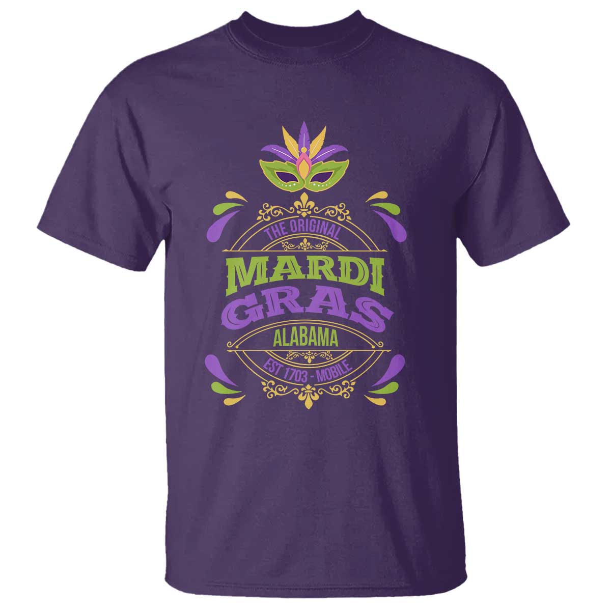 Funny The Original Mardi Gras Mobile Alabama Est 1703 T Shirt TS11 Purple Print Your Wear