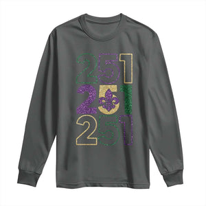 Funny Mobile Mardi Gras 251 Long Sleeve Shirt Glitter Print Area Code TS11 Dark Heather Print Your Wear