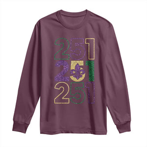 Funny Mobile Mardi Gras 251 Long Sleeve Shirt Glitter Print Area Code TS11 Maroon Print Your Wear