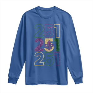 Funny Mobile Mardi Gras 251 Long Sleeve Shirt Glitter Print Area Code TS11 Royal Blue Print Your Wear