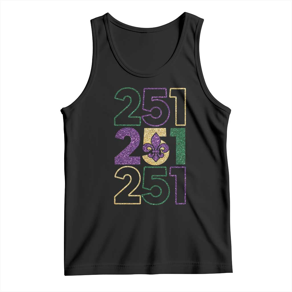 Funny Mobile Mardi Gras 251 Tank Top Glitter Print Area Code TS11 Black Print Your Wear