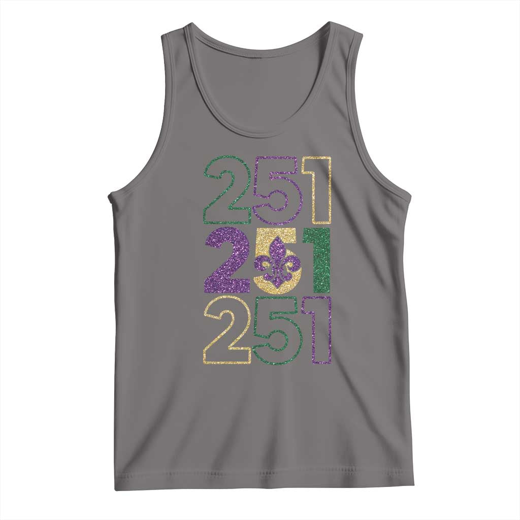 Funny Mobile Mardi Gras 251 Tank Top Glitter Print Area Code TS11 Deep Heather Print Your Wear