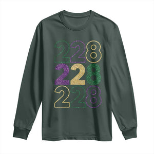 Funny The Coast Mardi Gras 228 Long Sleeve Shirt Glitter Print Area Code TS11 Dark Forest Green Print Your Wear