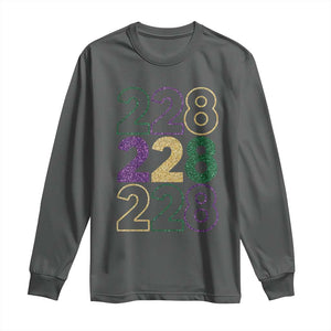 Funny The Coast Mardi Gras 228 Long Sleeve Shirt Glitter Print Area Code TS11 Dark Heather Print Your Wear