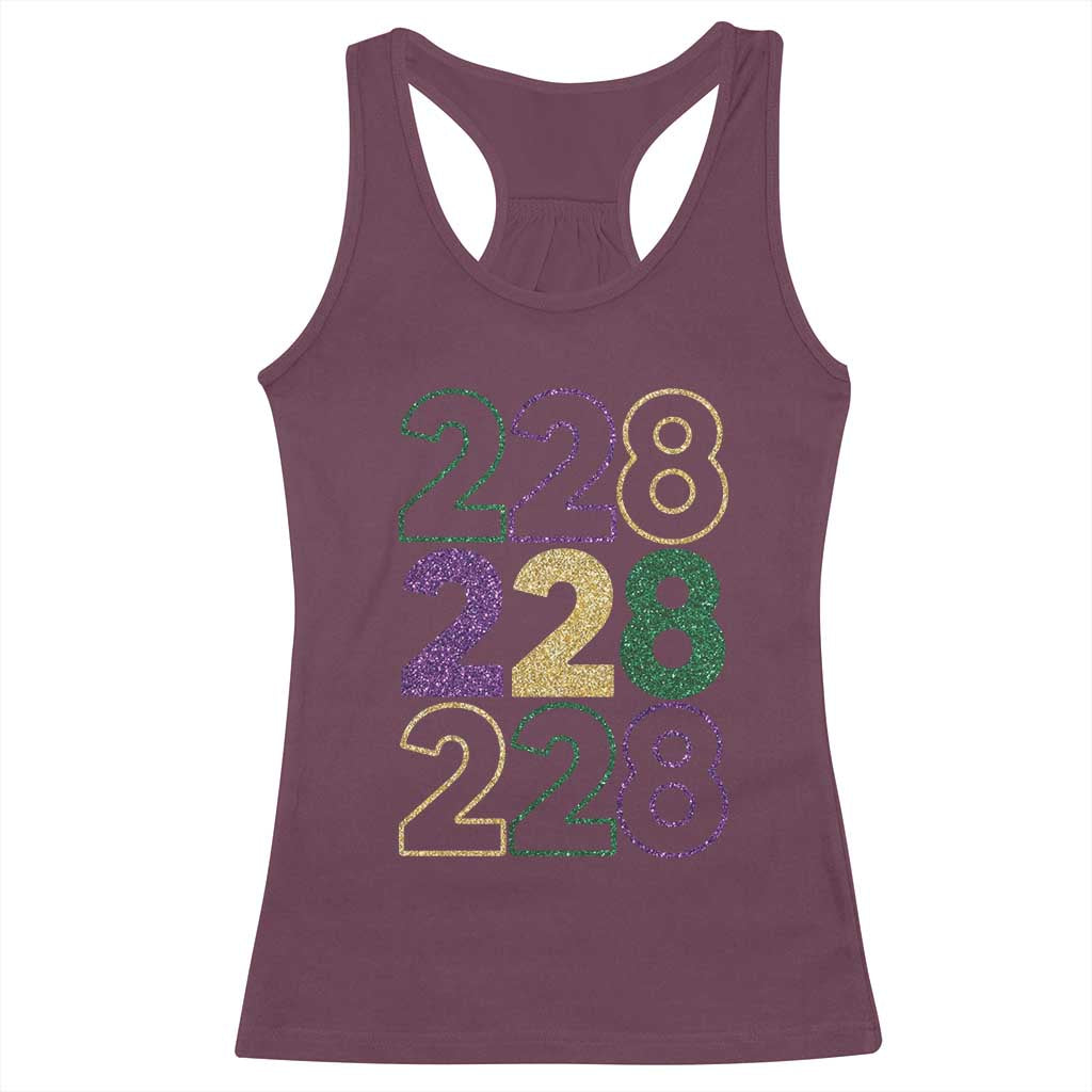 Funny The Coast Mardi Gras 228 Racerback Tank Top Glitter Print Area Code TS11 Maroon Print Your Wear