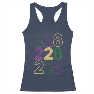 Funny The Coast Mardi Gras 228 Racerback Tank Top Glitter Print Area Code TS11 Navy Print Your Wear
