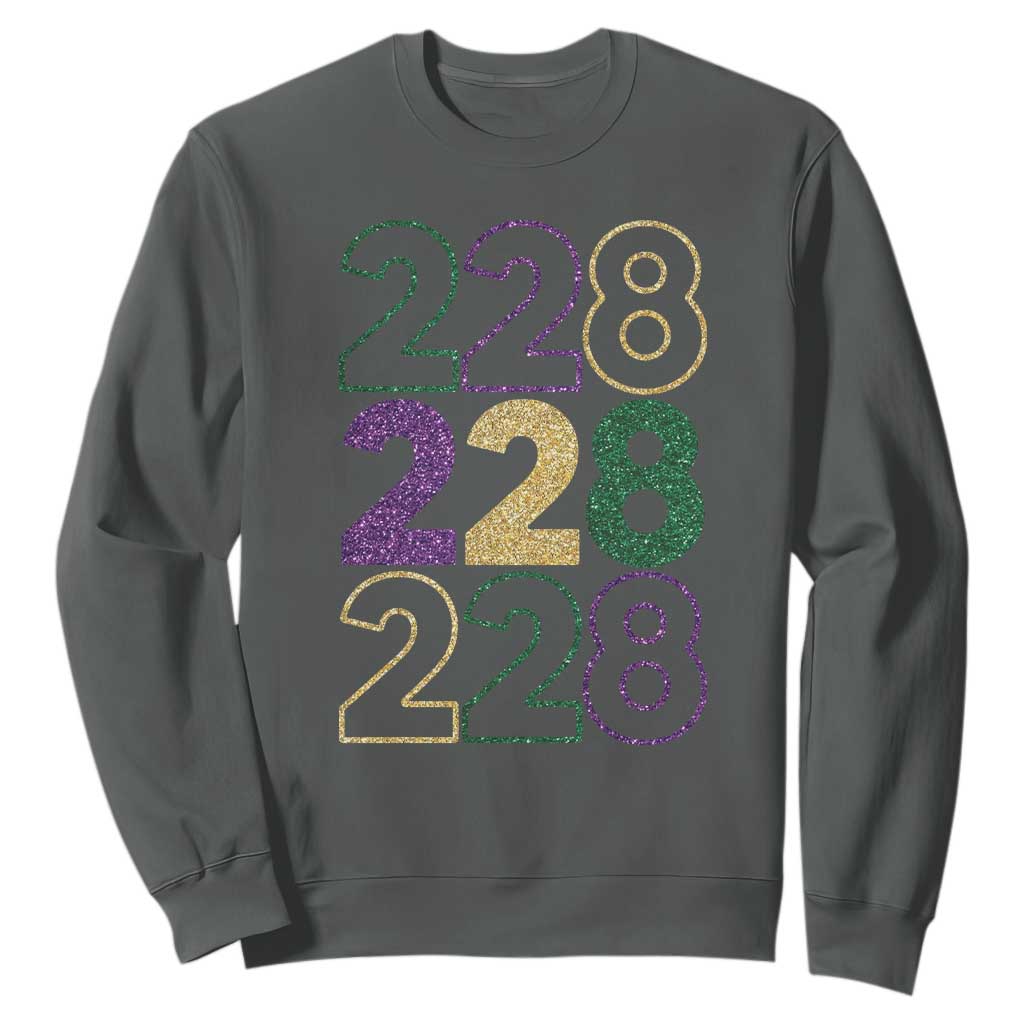 Funny The Coast Mardi Gras 228 Sweatshirt Glitter Print Area Code TS11 Dark Heather Print Your Wear
