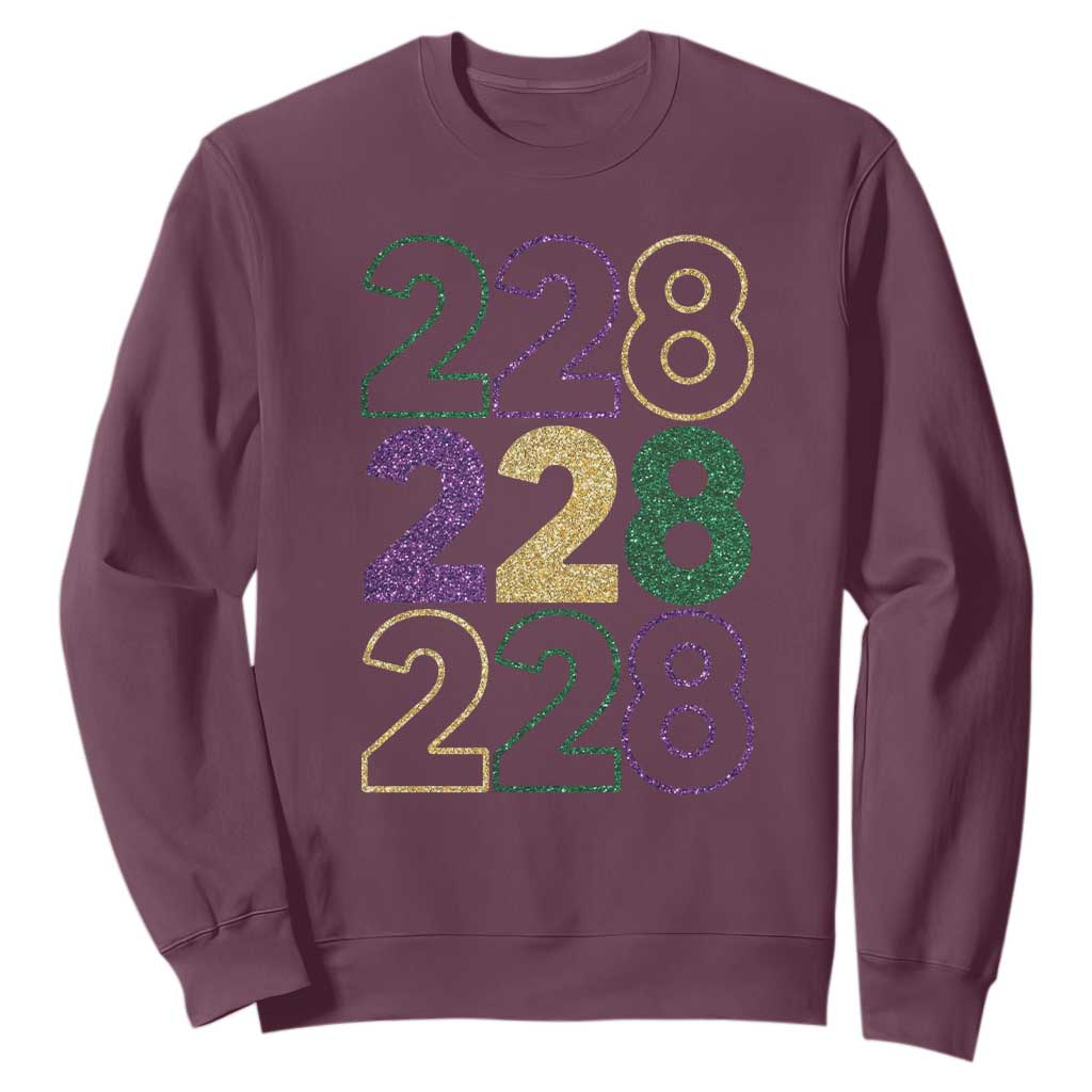 Funny The Coast Mardi Gras 228 Sweatshirt Glitter Print Area Code TS11 Maroon Print Your Wear