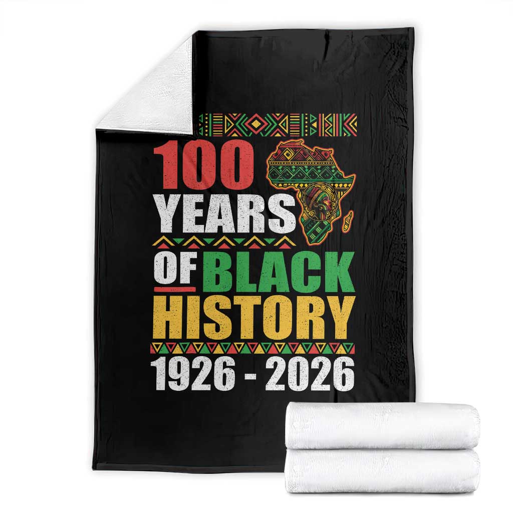 100 Years Of Black History 1926 2026 Centennial Throw Blanket Africa Map TS11 Black Print Your Wear