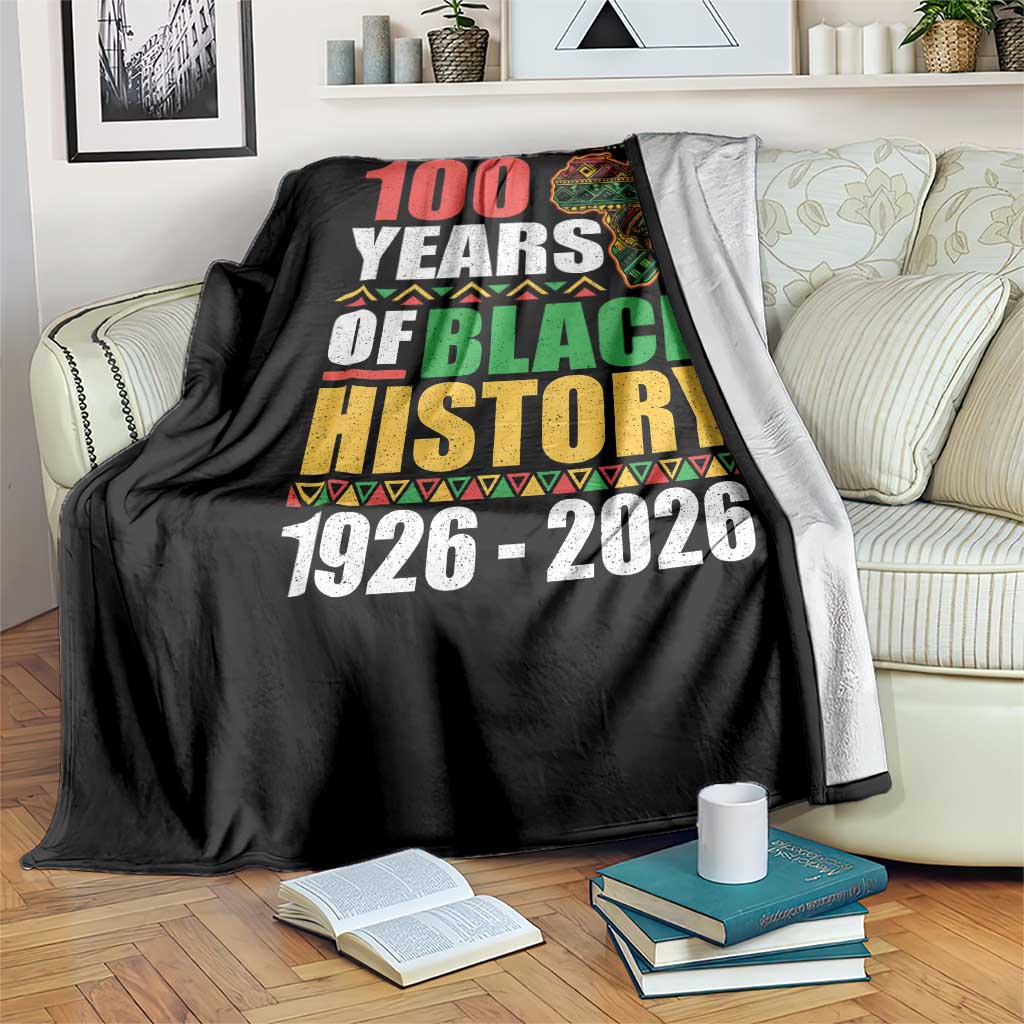 100 Years Of Black History 1926 2026 Centennial Throw Blanket Africa Map TS11 Print Your Wear