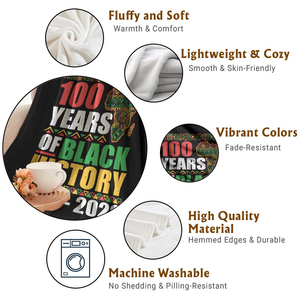 100 Years Of Black History 1926 2026 Centennial Throw Blanket Africa Map TS11 Print Your Wear