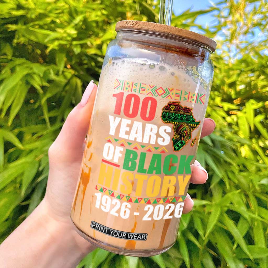 100 Years Of Black History 1926 2026 Centennial Glass Can Africa Map TS11 Black Print Your Wear