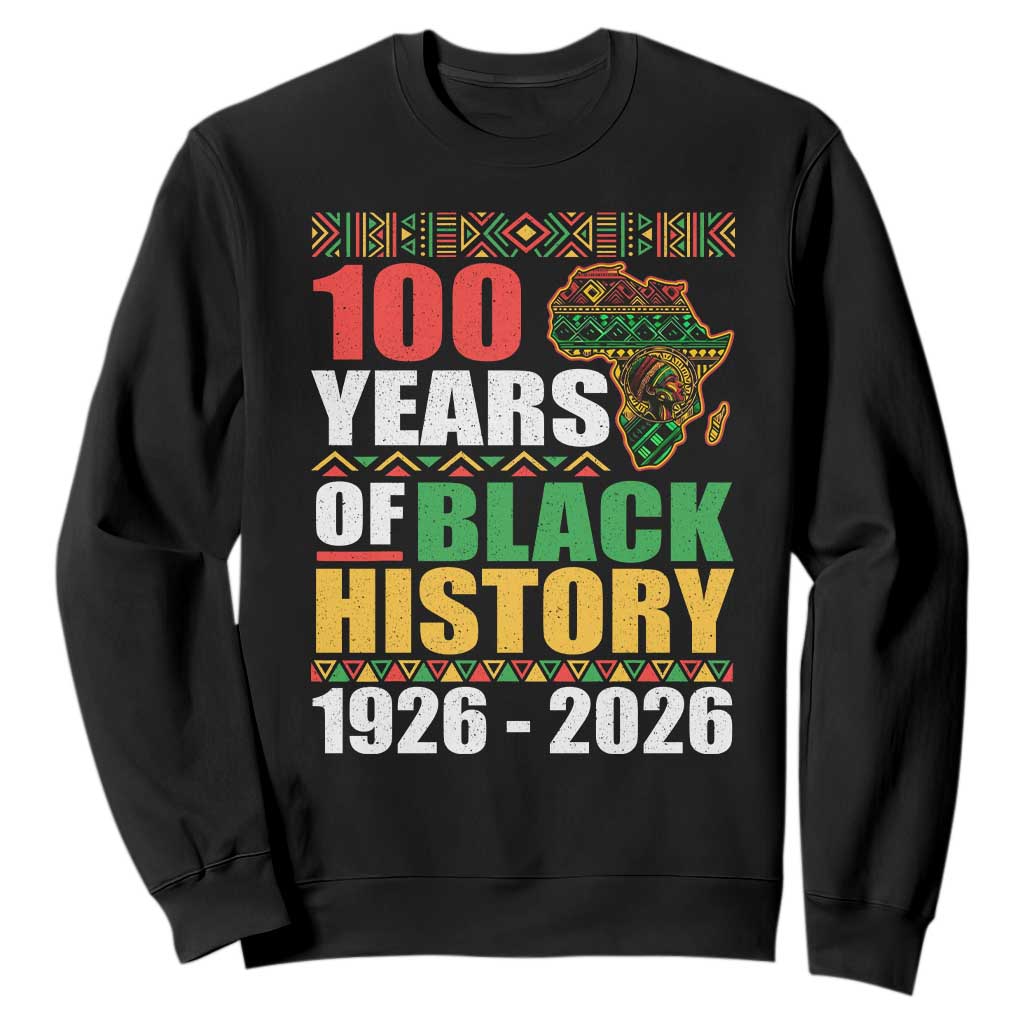 100 Years Of Black History 1926 2026 Centennial Sweatshirt Africa Map TS11 Black Print Your Wear