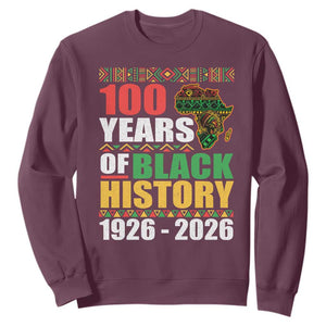 100 Years Of Black History 1926 2026 Centennial Sweatshirt Africa Map TS11 Maroon Print Your Wear