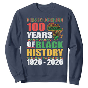 100 Years Of Black History 1926 2026 Centennial Sweatshirt Africa Map TS11 Navy Print Your Wear