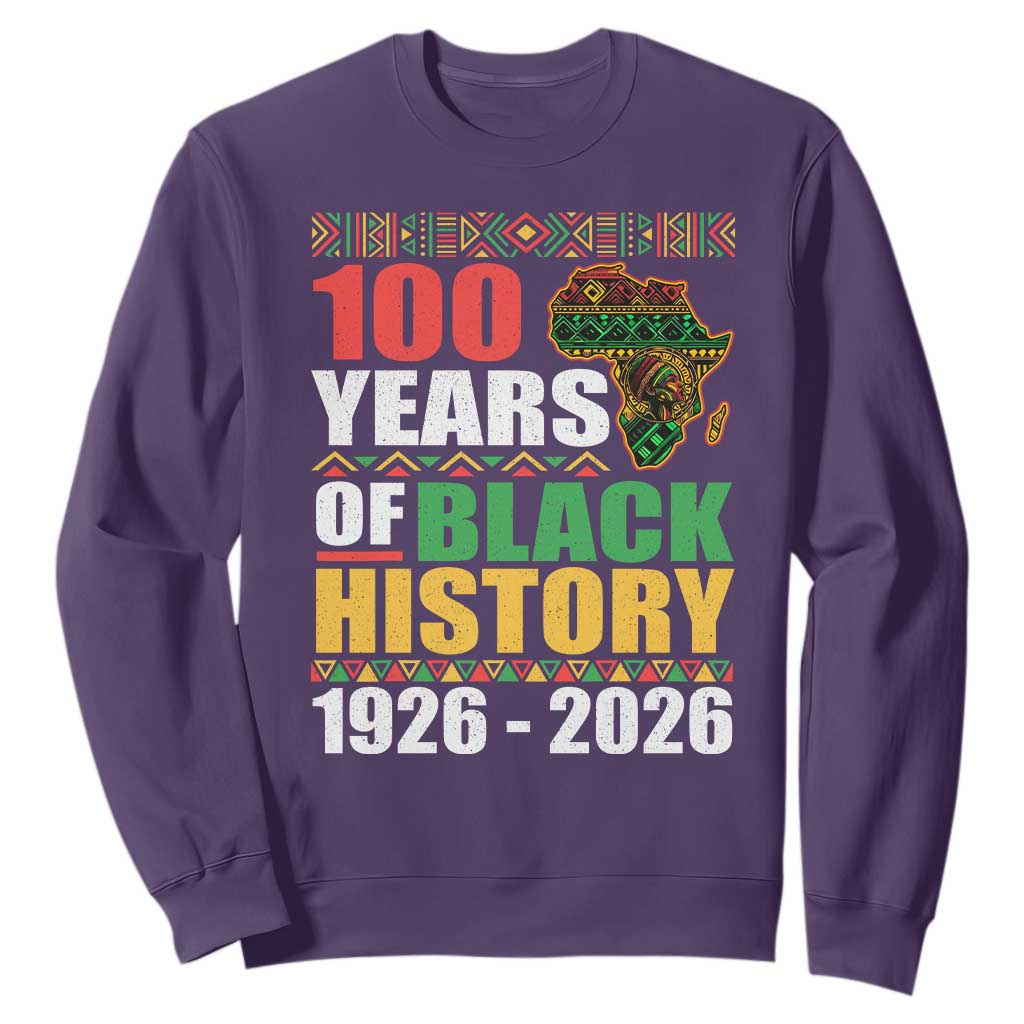 100 Years Of Black History 1926 2026 Centennial Sweatshirt Africa Map TS11 Purple Print Your Wear