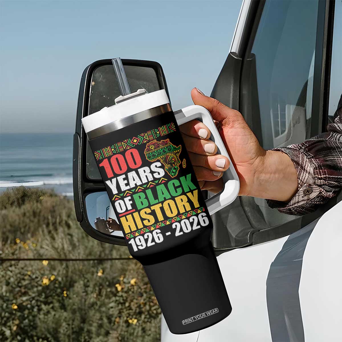 100 Years Of Black History 1926 2026 Centennial Tumbler With Handle Africa Map TS11 Print Your Wear