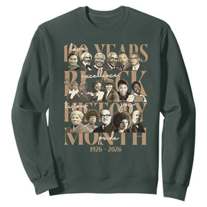 100 Years Of Black History Month Sweatshirt African American Historical Figures TS11 Dark Forest Green Print Your Wear