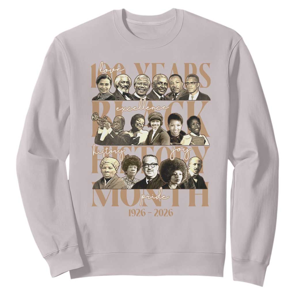 100 Years Of Black History Month Sweatshirt African American Historical Figures TS11 Ice Gray Print Your Wear