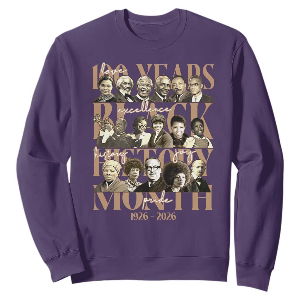 100 Years Of Black History Month Sweatshirt African American Historical Figures TS11 Purple Print Your Wear