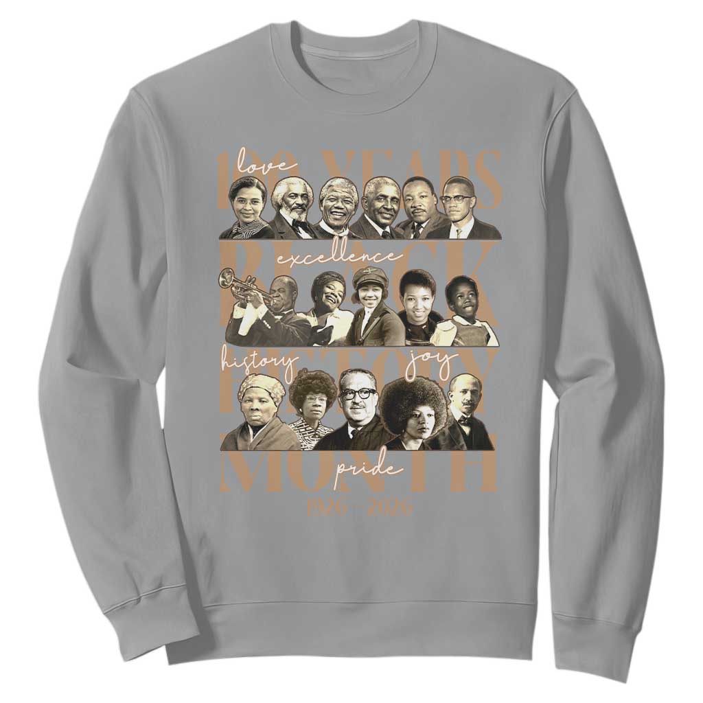 100 Years Of Black History Month Sweatshirt African American Historical Figures TS11 Sport Gray Print Your Wear