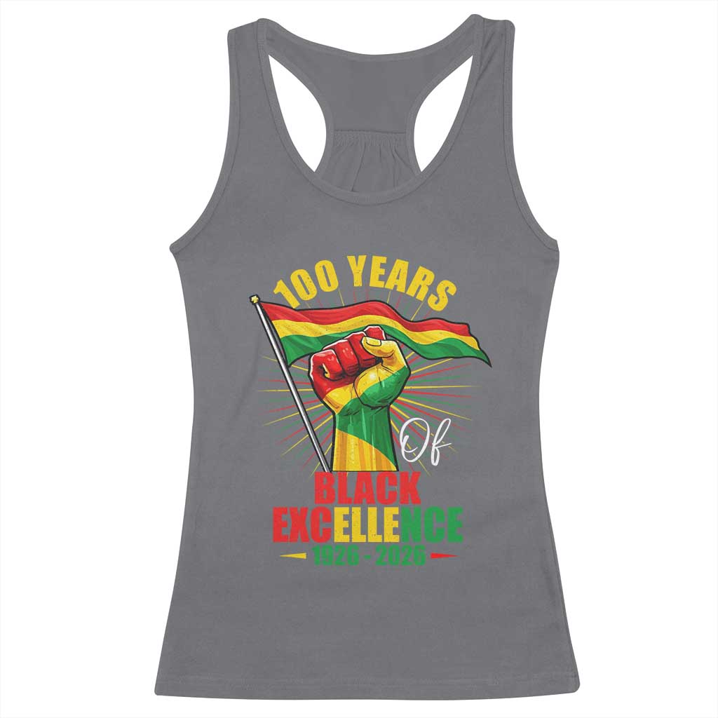 100 Years Of Black Excellence Racerback Tank Top Centennial Black History Month TS11 Charcoal Print Your Wear