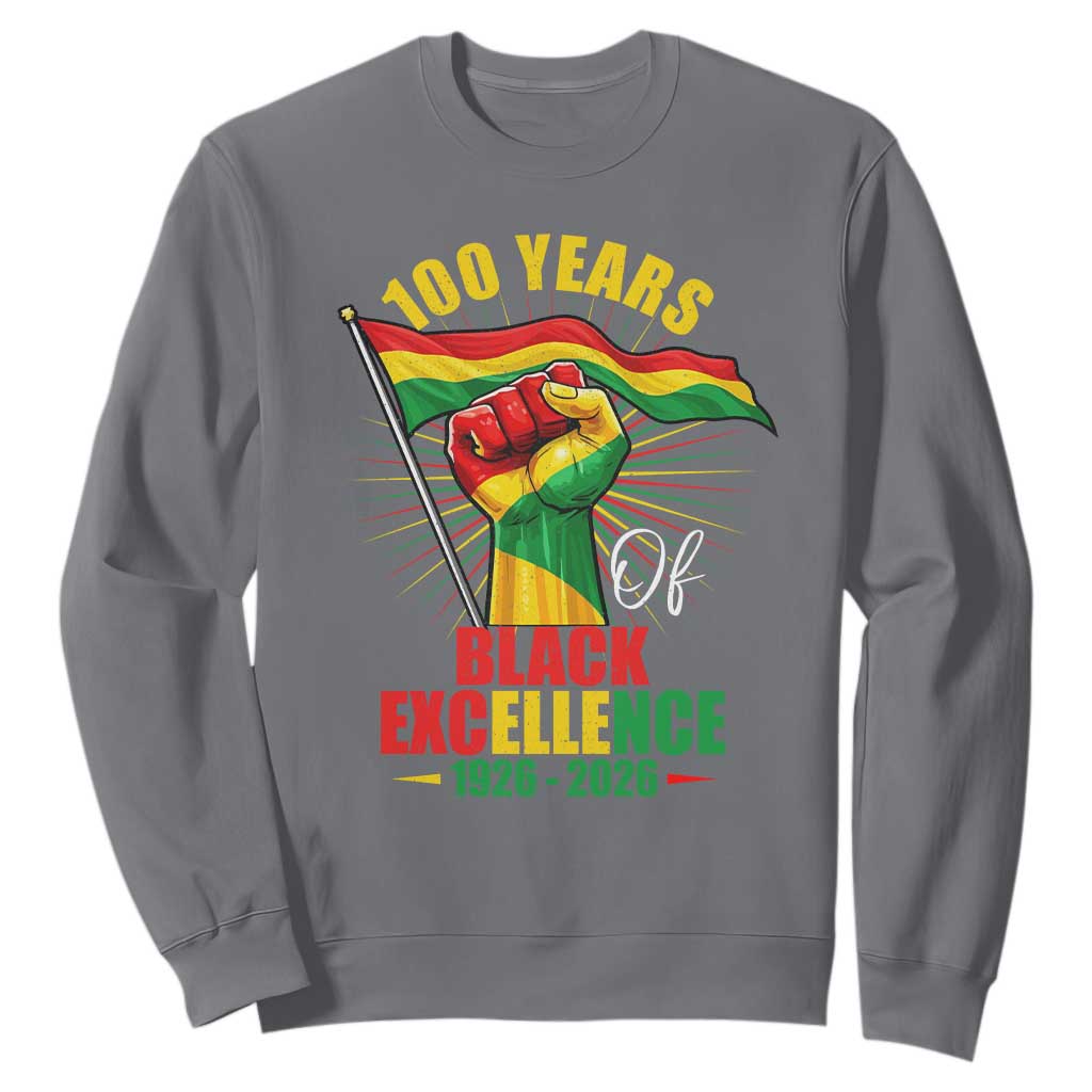 100 Years Of Black Excellence Sweatshirt Centennial Black History Month TS11 Charcoal Print Your Wear