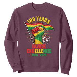 100 Years Of Black Excellence Sweatshirt Centennial Black History Month TS11 Maroon Print Your Wear