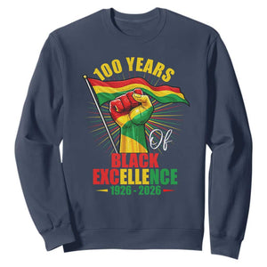 100 Years Of Black Excellence Sweatshirt Centennial Black History Month TS11 Navy Print Your Wear