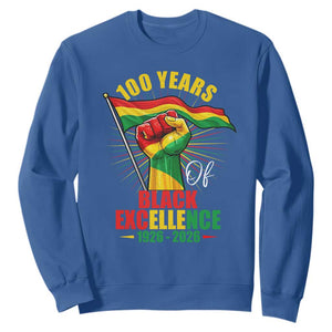 100 Years Of Black Excellence Sweatshirt Centennial Black History Month TS11 Royal Blue Print Your Wear