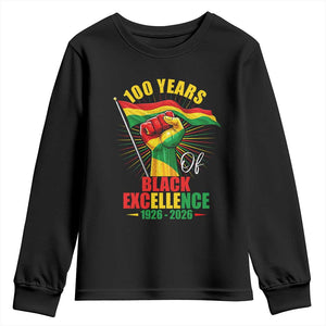 100 Years Of Black Excellence Youth Sweatshirt Centennial Black History Month TS11 Black Print Your Wear