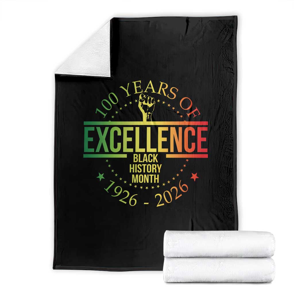 100 Years Of Excellence Black History Month 1926 2026 Throw Blanket TS11 Black Print Your Wear