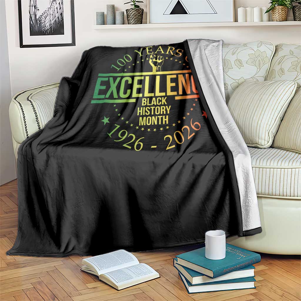 100 Years Of Excellence Black History Month 1926 2026 Throw Blanket TS11 Print Your Wear