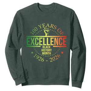 100 Years Of Excellence Black History Month 1926 2026 Sweatshirt TS11 Dark Forest Green Print Your Wear