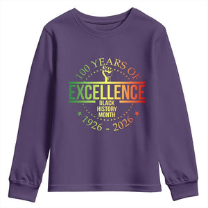 100 Years Of Excellence Black History Month 1926 2026 Youth Sweatshirt TS11 Purple Print Your Wear